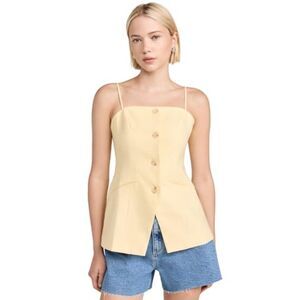 ASTR The Label Yellow Button-Front Corset Vest Top | Size L